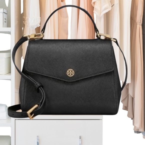 Tory Burch Black/Navy Leather Robinson Top Handle Crossbody bag - Picture 1 of 16